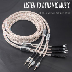 Microspace Copper Silver-plated Audio Speaker Cable Carbon Fiber Banana or Spade Plug