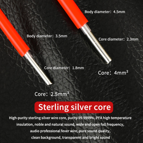 Machine Inner Line 6N Pure Silver 2.5mm² 4mm² 13Awg or 11Awg DIY Bulk Audio Cable Headphone Connection