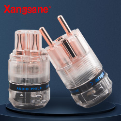 1 Set of Red Copper/gold-plated/rhodium-plated Platinum EU Transparent Shell Power Plug DIY Hifi Power Audio Cable