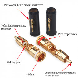 4pcs Gold-plated/rhodium-plated Self-locking RCA HiFi Audio Signal Cable Plug DIY Accessories