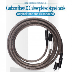 A Pair of Carbon Fiber OCC Hi-end Silver Plated Audio Rca Cable 