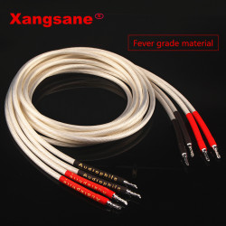 Audio Cable 4roots HIFI 99.999% 5N Single crystal copper（OCC）Silver-plated Speaker Cable banana plug Y plug