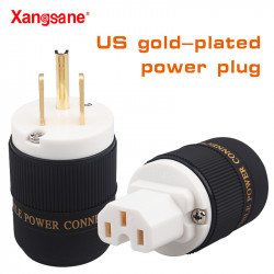 A Set P-04G White US Gold-plated of Audio Power Plug 
