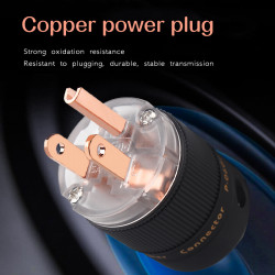 1 Set P-06Cu Pure Red Copper US Audio HiFi Diy Power Plug 