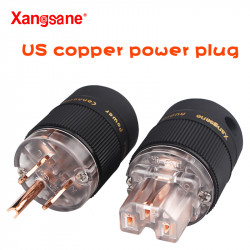 1 Set P-06Cu Pure Red Copper US Audio HiFi Diy Power Plug 