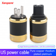 Xangsane One Set Gold Carbon Fiber Red Copper Rhodium-plated Platinum US Power Cable Plug Power Amplifier Interface DIY