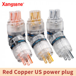 A Set of Red Copper/gold-plated/rhodium-plated Platinum US Transparent Shell DIY Power Plug Forhifi Power Audio Cable