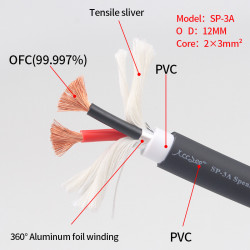 DIY 12AWG 4N OFC Audio Speaker Bulk Cable 