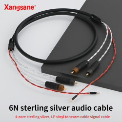 6N Pure Silver LP Vinyl Record  Audio Cable with Ground Wire