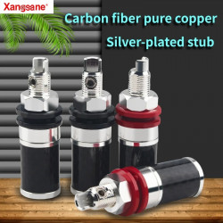 4-Piece HiFi Red Copper Plated Silver Wiring Short Column - Banana Plug Socket Wiring Board Binding Post for Audiophile Audio Speaker System
