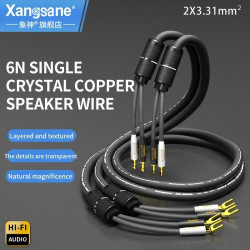 Frozen 6N Single Crystal Copper Speaker Wire Professional Grade Connection Wire 2x3.31mm² for Power Amplifiers and Speakers, Non-magnetic Plug