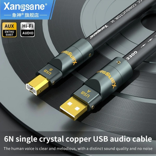 Xangsane 3300 Audio Cable Premium Frozen 6N Single-Crystal Copper USB Cable for High-Fidelity Audio & Data 