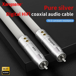 Xangsane Pure Silver Coaxial Audio Cable with Pure Silver Rhodium Plated Plug 75 Ω Cable Output SPDIF Digital Decoding for TV Amplifier