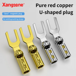 HiFi Pure Red Copper Gold-plated Rhodium Plated HIFi Y Plug U-shaped Connector for Speaker Cable Terminal Accessories