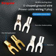 99.99% Pure Sterling Silver Y-Plug Speaker Terminal - U-Shaped Banana Plug for DIY Audio Cable & Power Cord - High Purity Silver Binding Post for Amplifier & Speaker