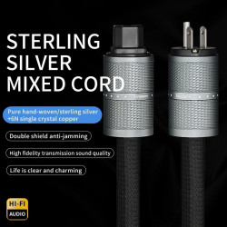 Xangsane Sterling Pure Silver Power Cord Pre-power Amplifier 6N Single Crystal Copper US Standard Power Cord