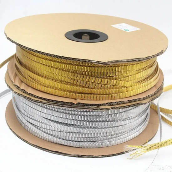 Gold Foil / Silver Foil Foil Audio Cable Net Shock-proof Interference Signal Speaker Wire Braided Sleeving Shock-absorbing Net Gold Foil / Silver Foil Foil Audio Cable Net Shock-proof Interference Signal Speaker Wire Braided Sleeving Shock-absorbing Net