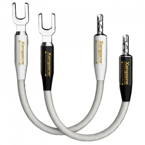 Xangsane Pure Sterling Silver Jumper Speaker Bridge Cable High and Low Split-line Banana Y Plug