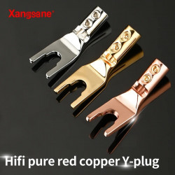 4pcs Red Copper Hifi Y Plug Power Hifi Amplifier Speaker Gold-plated Rhodium Plated Hifi Speaker Cable Plug Terminal