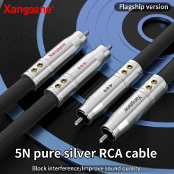 5N Pure Silver Hifi RCA Audio Cable CD Amplifier Cable Pure Silver Signal Cable