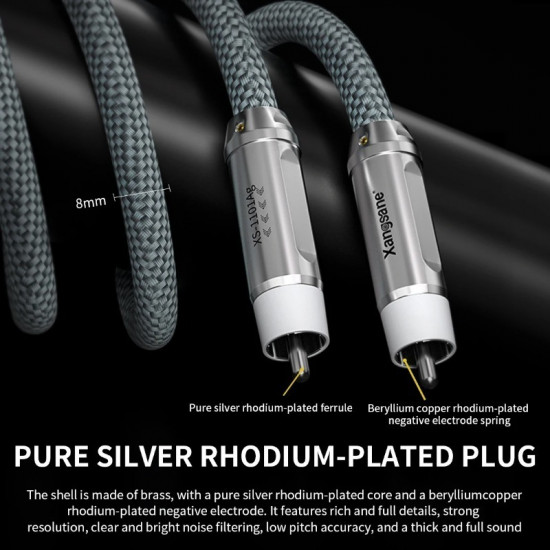 Xangsane XS-CYRCA 99.99% 4N Pure Silver RCA Cable 4X0.2mm² Signal Cable Audio Cable Power Amplifier Xangsane XS-CYRCA 99.99% 4N Pure Silver RCA Cable 4X0.2mm² Signal Cable Audio Cable Power Amplifier