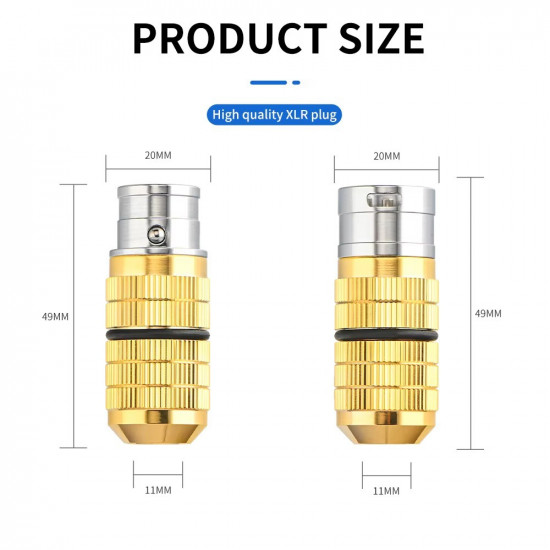 Brass Rhodium Plated Hifi XLR Plug for Balanced Cable Speaker Male and Female Microphone Microphone Cable