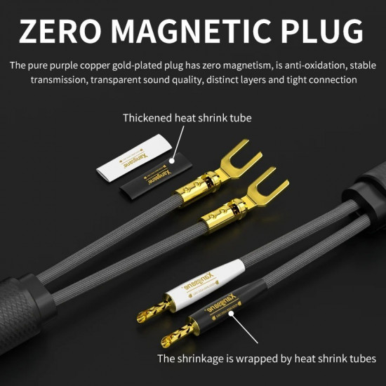 Frozen 6N Single Crystal Copper Speaker Wire Professional Grade Connection Wire 2x3.31mm² for Power Amplifiers and Speakers, Non-magnetic Plug Frozen 6N Single Crystal Copper Speaker Wire Professional Grade Connection Wire 2x3.31mm² for Power Amplifiers and Speakers, Non-magnetic Plug