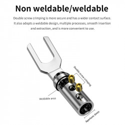 HiFi Pure Red Copper Gold-plated Rhodium Plated HIFi Y Plug U-shaped Connector for Speaker Cable Terminal Accessories