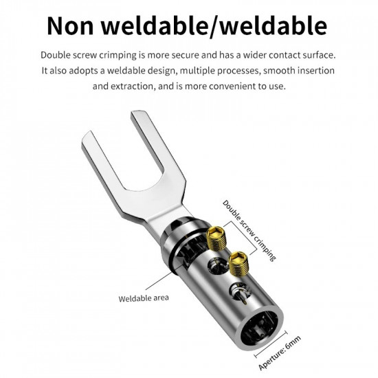 HiFi Pure Red Copper Gold-plated Rhodium Plated HIFi Y Plug U-shaped Connector for Speaker Cable Terminal Accessories