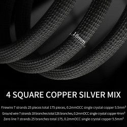 Xangsane Sterling Pure Silver Power Cord Pre-power Amplifier 6N Single Crystal Copper US Standard Power Cord