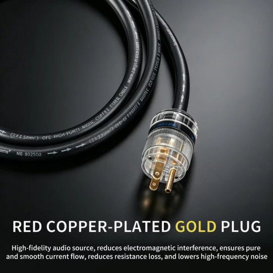 Xangsane M8 High-grade Pure Oxygen-free Copper Power Cord for Audio System, Audio Decoder Power Plug, CD Upgrade Cable