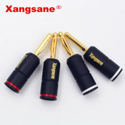 4 pieces High Performance copper Gold plated Banana Lock Plug HiFi Speaker Connectors