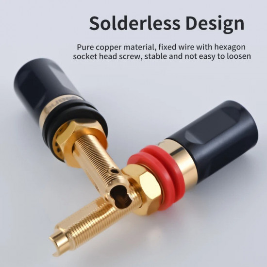 Xangsane Gold-Plated Copper Hi-Fi Speaker Terminal Block, Banana Plug Socket Connectors for Amplifier, CD Player & Audio Equipment