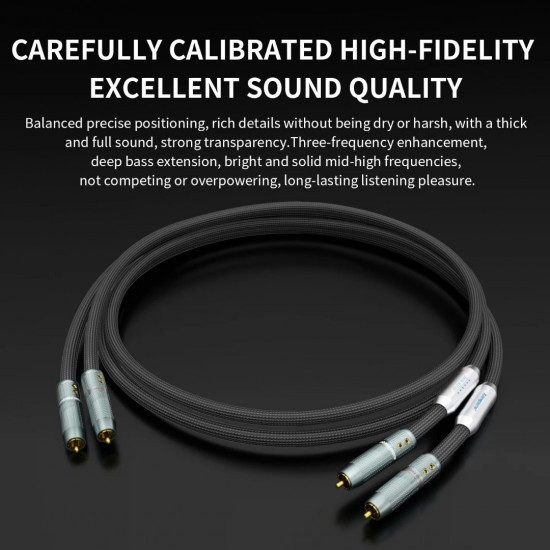 Xangsane SINGLE CRYSTAL COPPER OCC Silver-Plated RCA Audio Cable, HiFi Power Amp to CD Player Signal Wire, Lotus RCA Interconnect for Home Stereo System