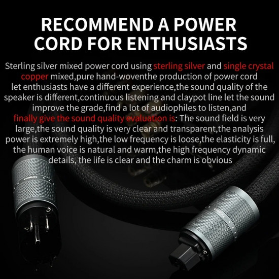 Xangsane Sterling Pure Silver Power Cord Pre-power Amplifier 6N Single Crystal Copper US Standard Power Cord Xangsane Sterling Pure Silver Power Cord Pre-power Amplifier 6N Single Crystal Copper US Standard Power Cord