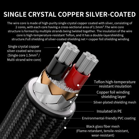 Xangsane XS-DY2XLR  Single Crystal Copper-Gold Coated Balanced Cable XLR for CD Amplifier Decoding XLR Audio Cable