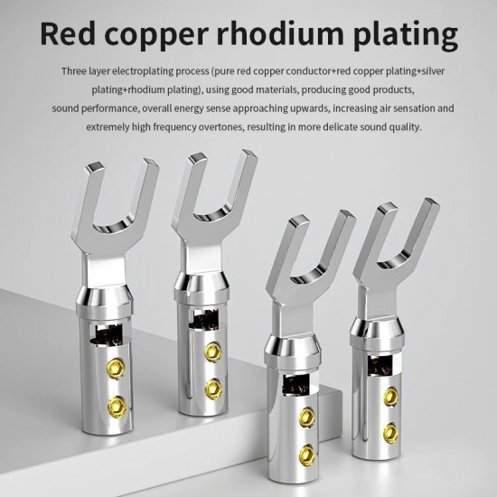 HiFi Pure Red Copper Gold-plated Rhodium Plated HIFi Y Plug U-shaped Connector for Speaker Cable Terminal Accessories
