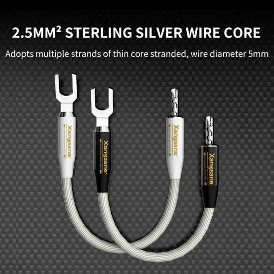 Xangsane Pure Sterling Silver Jumper Speaker Bridge Cable High and Low Split-line Banana Y Plug