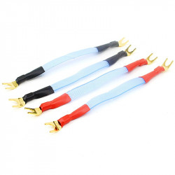4pcs OFC Copper Silver Plated Jumper Cable HiFi Audio Speaker Cable Banana To Y Spade Bridge Line