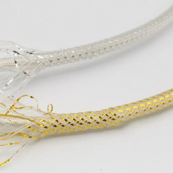 Gold Foil / Silver Foil Foil Audio Cable Net Shock-proof Interference Signal Speaker Wire Braided Sleeving Shock-absorbing Net Gold Foil / Silver Foil Foil Audio Cable Net Shock-proof Interference Signal Speaker Wire Braided Sleeving Shock-absorbing Net