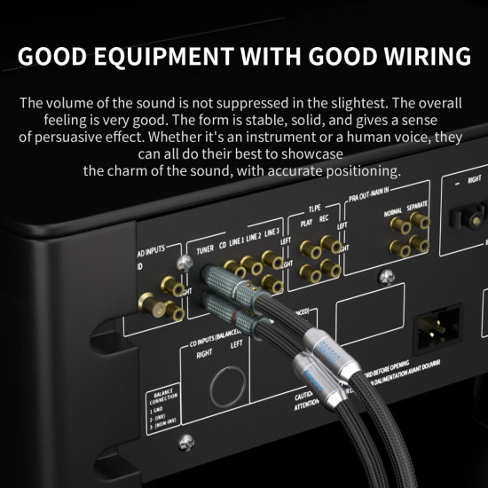 Xangsane SINGLE CRYSTAL COPPER OCC Silver-Plated RCA Audio Cable, HiFi Power Amp to CD Player Signal Wire, Lotus RCA Interconnect for Home Stereo System