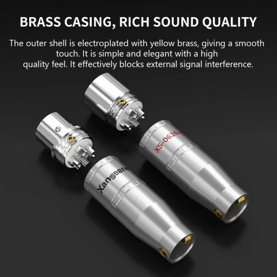 Xangsan Pure Silver Cannon Balanced Plug XLR Balanced Cable Male-Female Terminal Three-Core Balanced DIY Plug