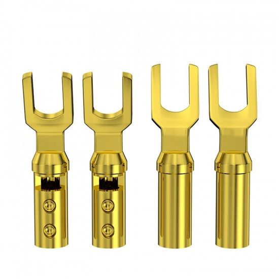 HiFi Pure Red Copper Gold-plated Rhodium Plated HIFi Y Plug U-shaped Connector for Speaker Cable Terminal Accessories