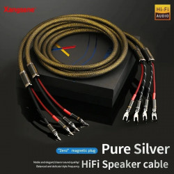 Audio Pure Silver Hifi Speaker Cable Main Line Connection with Carbon Fiber Banana or Spade Plug