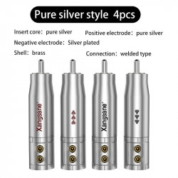 Hifi Pure Silver Rca Plug CD Amplifier DIY Rhodium Signal Cable Audio Plug