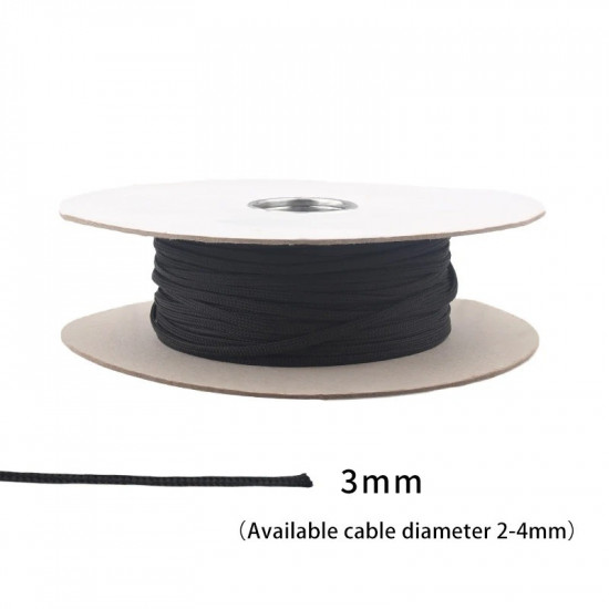 3mm/5mm/8mm/12mm/15mm/20mm Advanced Black Pure Cotton Shock Absorption Net Audio Hifi Signal Cable Power Cable Speaker Cable Net