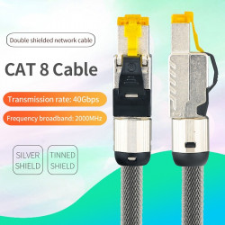  Pure Silver CAT 7  CAT 8 Ethernet Network Cable Home Broadband Live Hifi Signal Transmission Line
