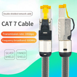  Pure Silver CAT 7  CAT 8 Ethernet Network Cable Home Broadband Live Hifi Signal Transmission Line