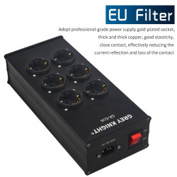 HiFi Audio AC Power Conditioner Purifier 6 Hold EU Socket Aluminum Power Filter