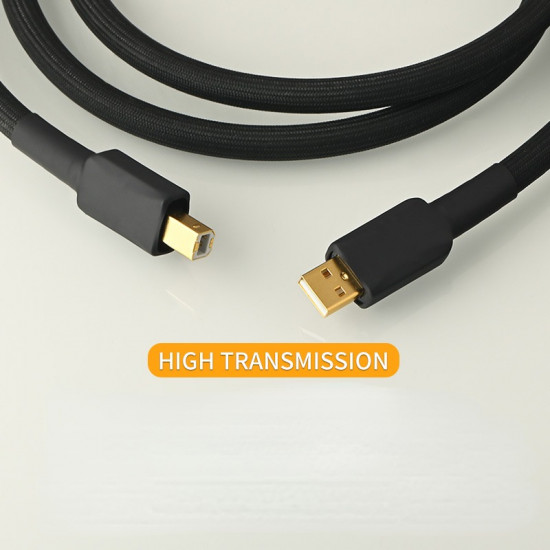 Hifi USB A-B DAC Decoding Cable Pure Silver 6N Core  High Fidelity Data Audio Digital Cable Sound Card Mixer Decoder